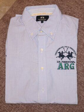La Martina Argentina Polo Embroidered Oxford Shirt Blue L